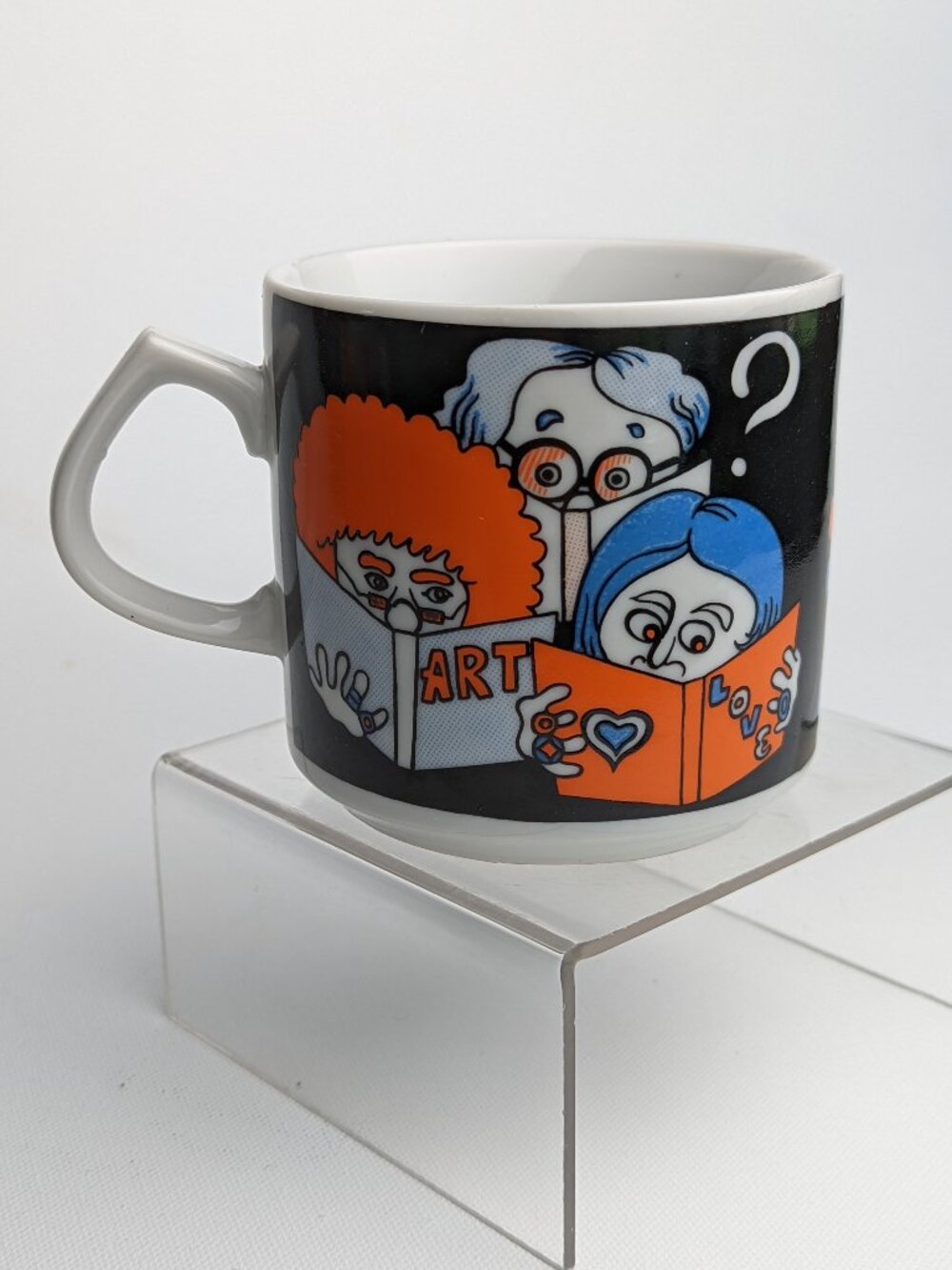 Vintage Pop Art Japan Mug Books Art Love Philosophy R6797 POP POP Orange Blue